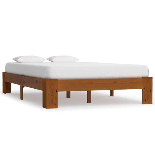 vidaXL Bed Frame Light Brown Solid Pine Wood 120x200 cm