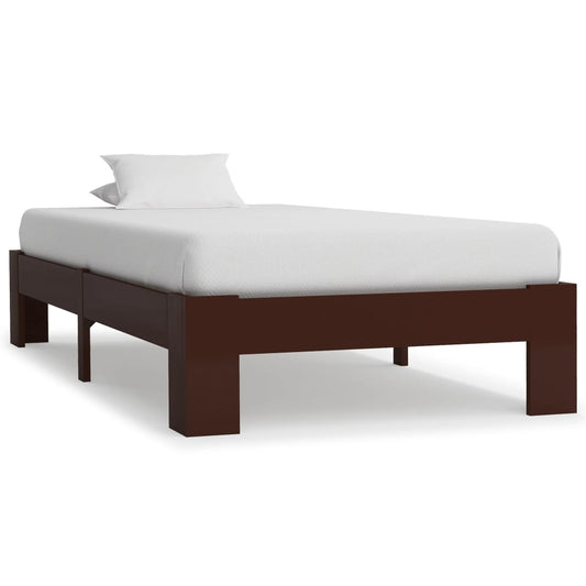 vidaXL Bed Frame Dark Brown Solid Pine Wood 90x200 cm