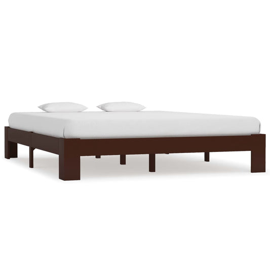 vidaXL Bed Frame Dark Brown Solid Pine Wood 160x200 cm