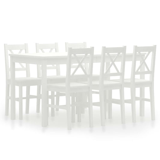 vidaXL 7 Piece Dining Set Pinewood White