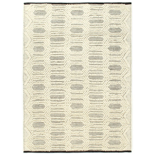 vidaXL Rug Handwoven Wool 80x150 cm White/Black