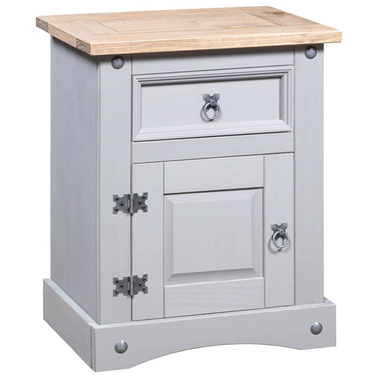 vidaXL Bedside Cabinet Mexican Pine Corona Range Grey 53x39x67 cm