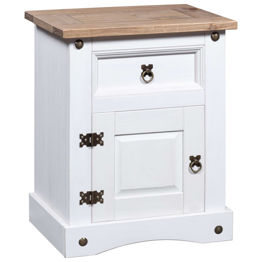 vidaXL Bedside Cabinet Mexican Pine Corona Range White 53x39x67 cm