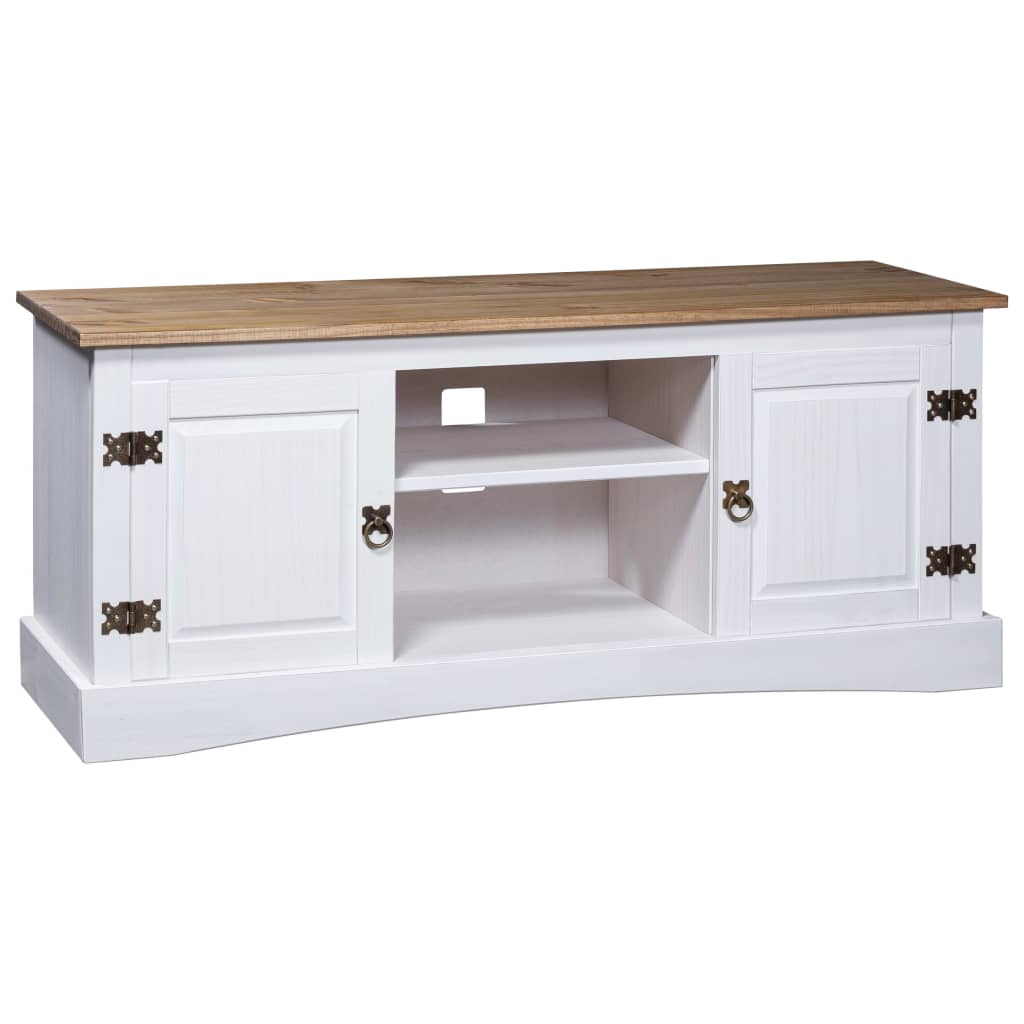 vidaXL TV Cabinet Mexican Pine Corona Range White 120x40x52 cm