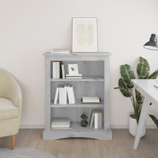 vidaXL 3-Tier Mexican Pin Bookcasee Corona Range Grey 81x29x100 cm