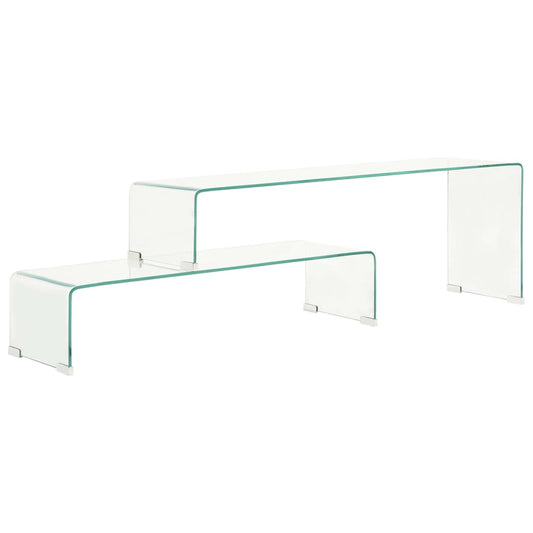 vidaXL 2 Piece Coffee Table Set 90x30x20/110x30x40 cm Tempered Glass
