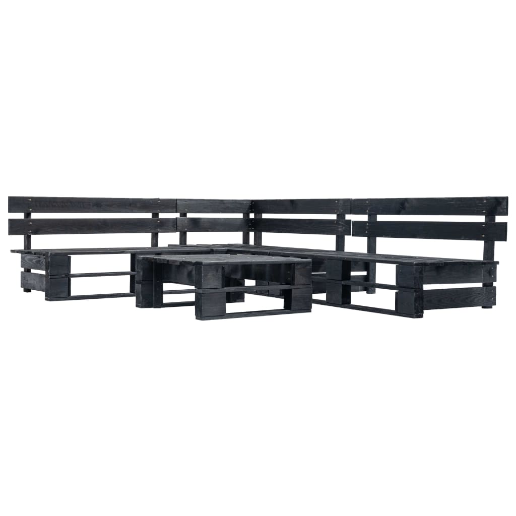 vidaXL 4 Piece Garden Pallet Lounge Set Black Wood
