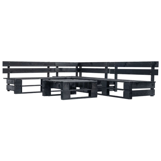 vidaXL 4 Piece Garden Pallet Lounge Set Black Wood