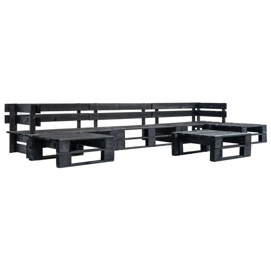 vidaXL 6 Piece Garden Pallet Lounge Set Black Wood