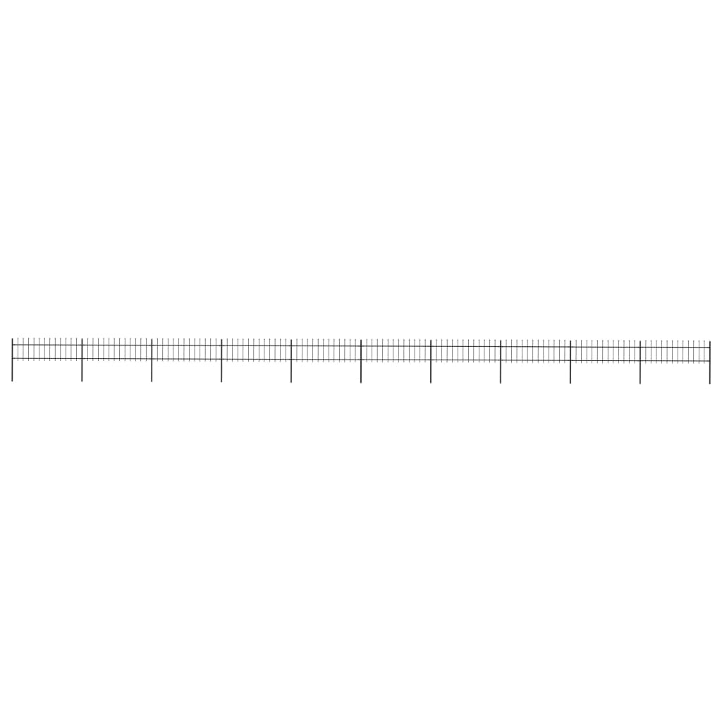 vidaXL Garden Fence with Spear Top Steel 17x0.6 m Black