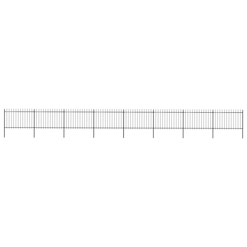 vidaXL Garden Fence with Spear Top Steel 13.6x1.2 m Black
