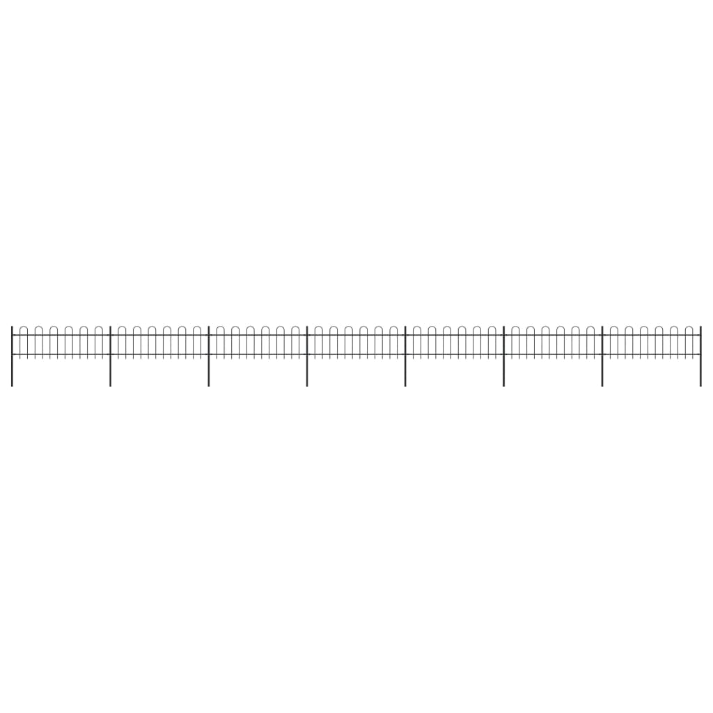 vidaXL Garden Fence with Hoop Top Steel 11.9x0.6 m Black