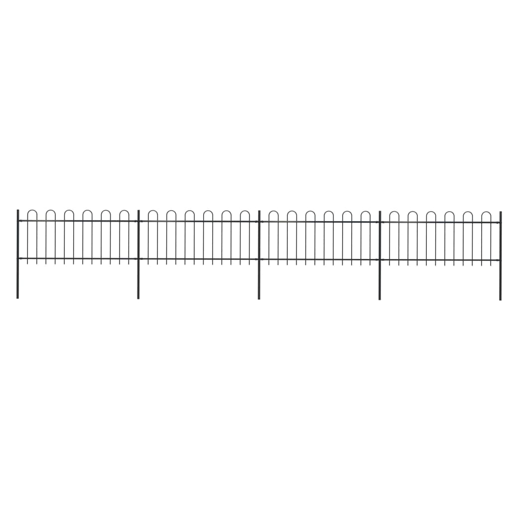 vidaXL Garden Fence with Hoop Top Steel 6.8x0.8 m Black