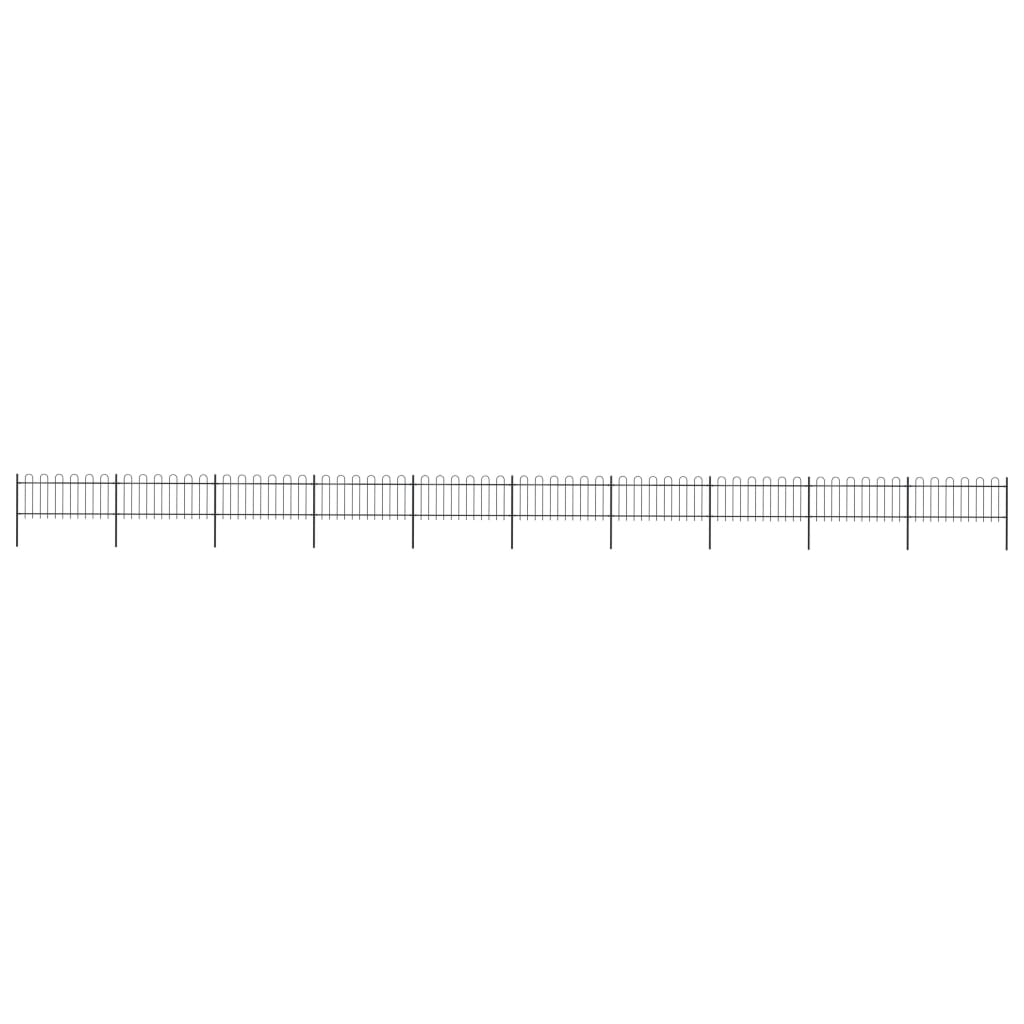 vidaXL Garden Fence with Hoop Top Steel 17x0.8 m Black