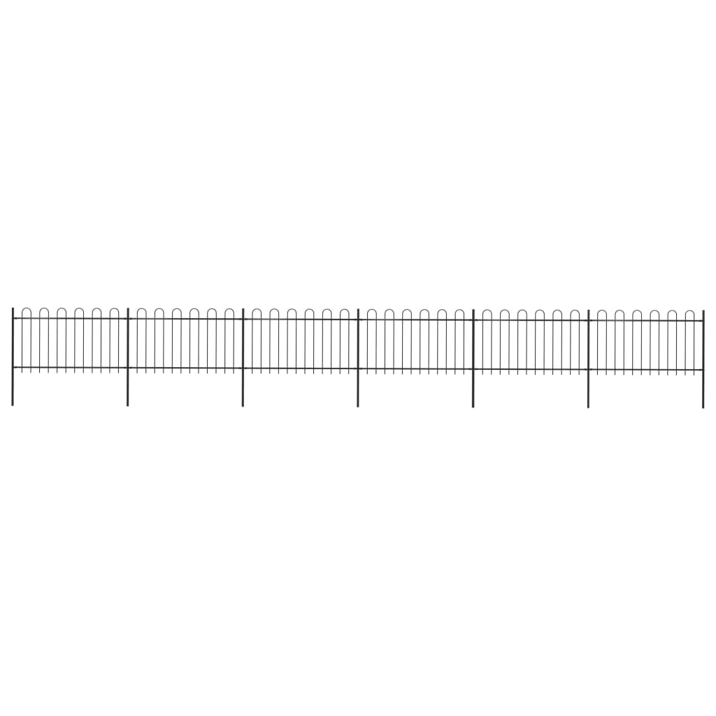 vidaXL Garden Fence with Hoop Top Steel 10.2x1 m Black