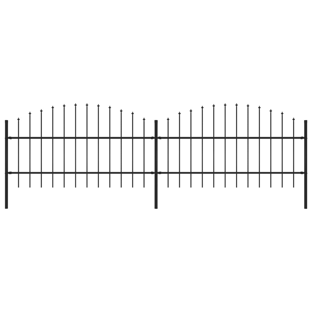 vidaXL Garden Fence with Spear Top Steel (0.75-1)x3.4 m Black