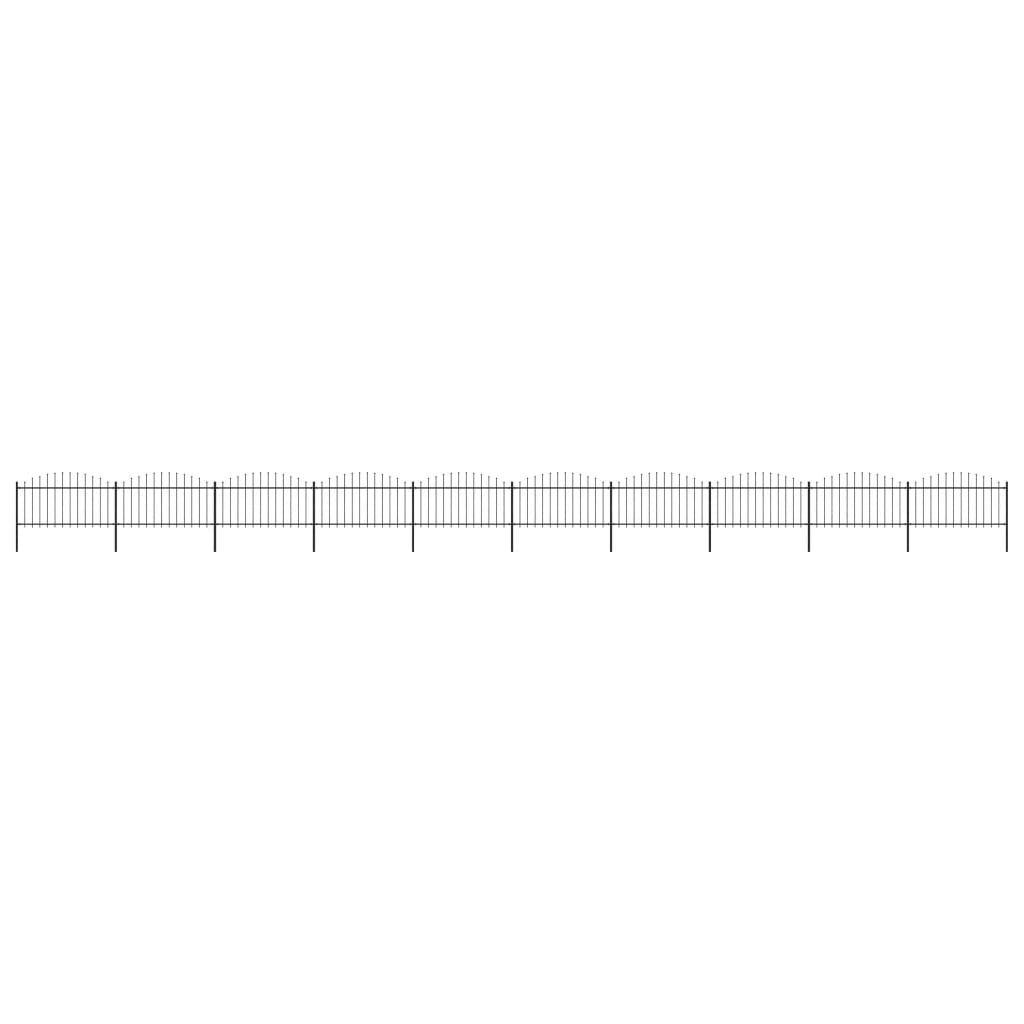 vidaXL Garden Fence with Spear Top Steel (1.25-1.5)x17 m Black