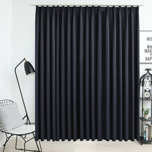 vidaXL Blackout Curtain with Hooks Black 290x245 cm