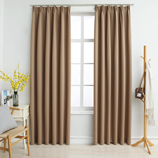 vidaXL Blackout Curtains with Hooks 2 pcs Taupe 140x225 cm