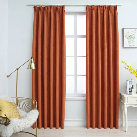 vidaXL Blackout Curtains with Hooks 2 pcs Rust 140x225 cm