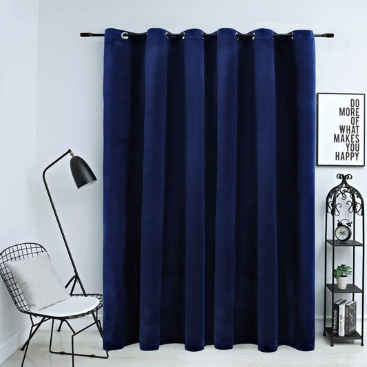 vidaXL Blackout Curtain with Metal Rings Velvet Dark Blue 290x245 cm