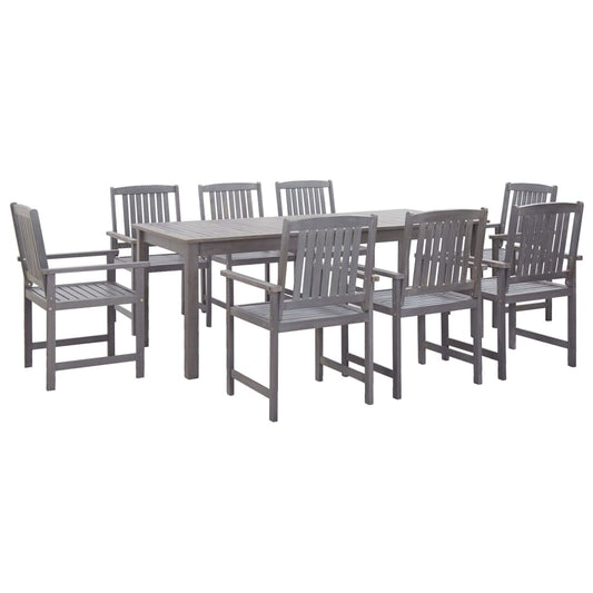 vidaXL 9 Piece Outdoor Dining Set Grey Solid Acacia Wood