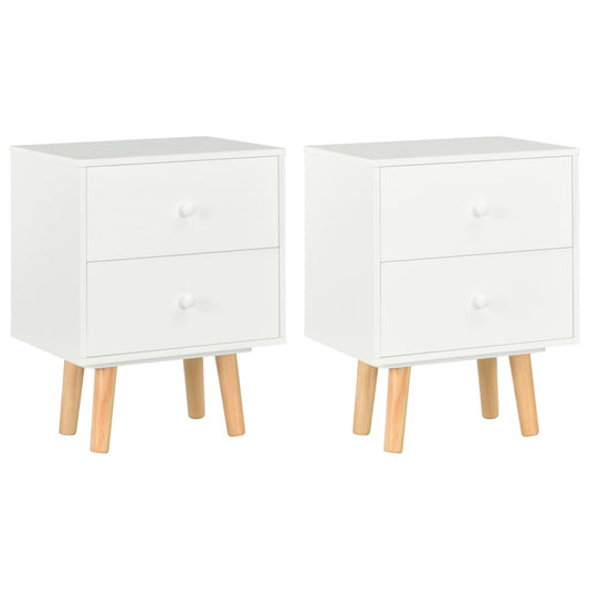 vidaXL Bedside Cabinets 2 pcs White 40x30x50 cm Solid Pinewood