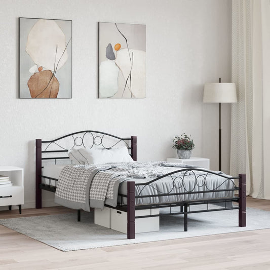 vidaXL Bed Frame Black Metal 140x200 cm