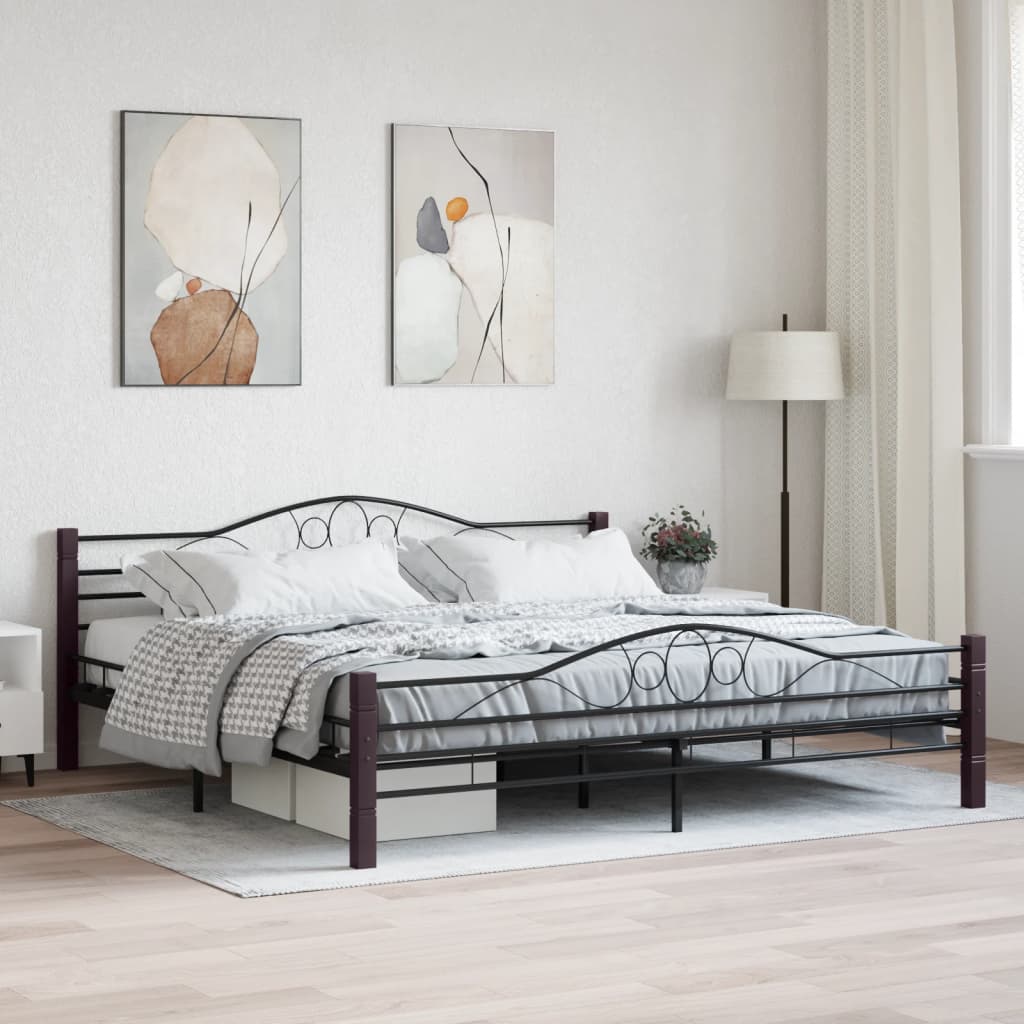 vidaXL Bed Frame Black Metal 180x200 cm 6FT Super King