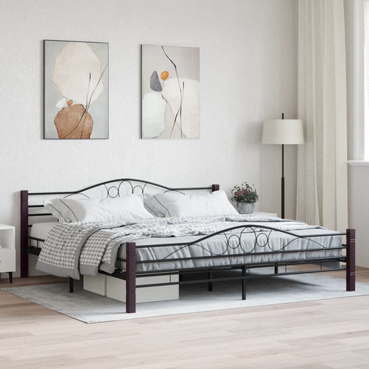 vidaXL Bed Frame Black Metal 180x200 cm 6FT Super King