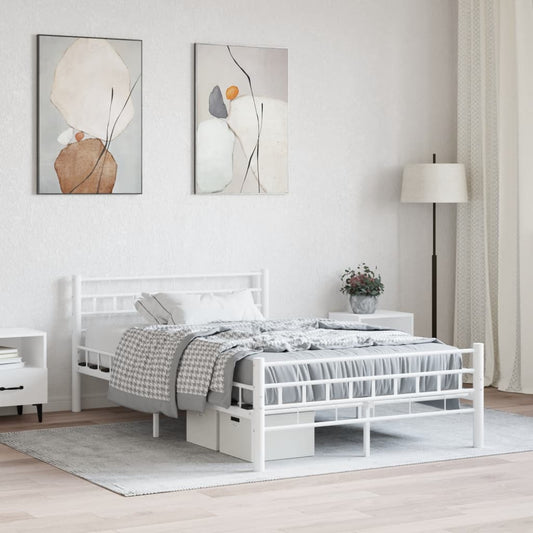 vidaXL Bed Frame White Metal 120x200 cm