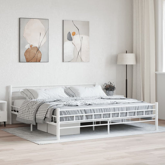 vidaXL Bed Frame White Metal 180x200 cm 6FT Super King
