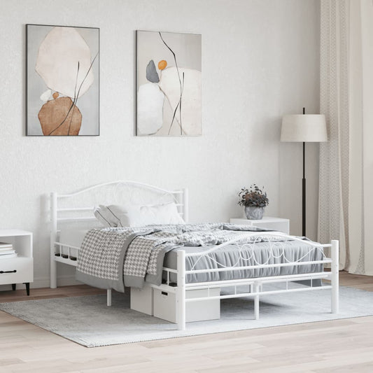 vidaXL Bed Frame White Metal 120x200 cm
