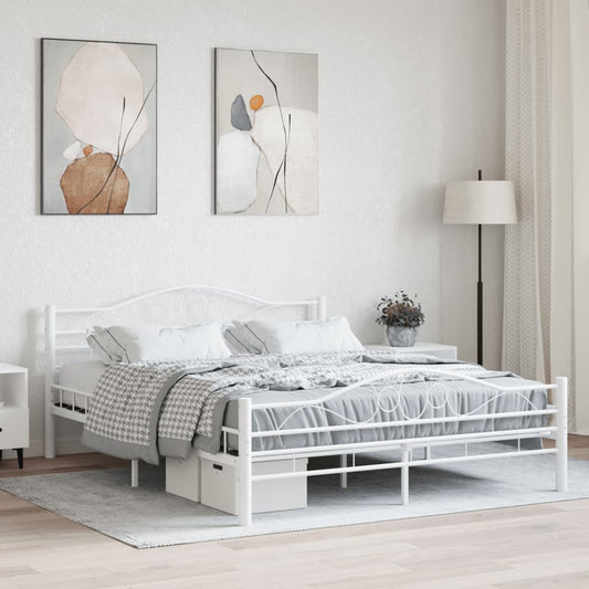 vidaXL Bed Frame White Metal 160x200 cm