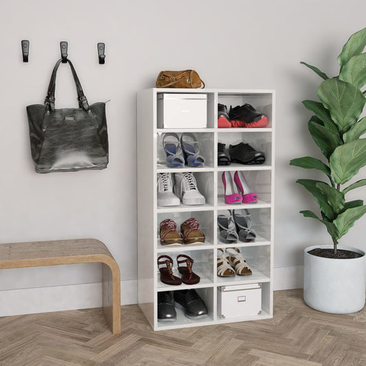 vidaXL Shoe Rack High Gloss White 54x34x100.5 cm Engineered Wood