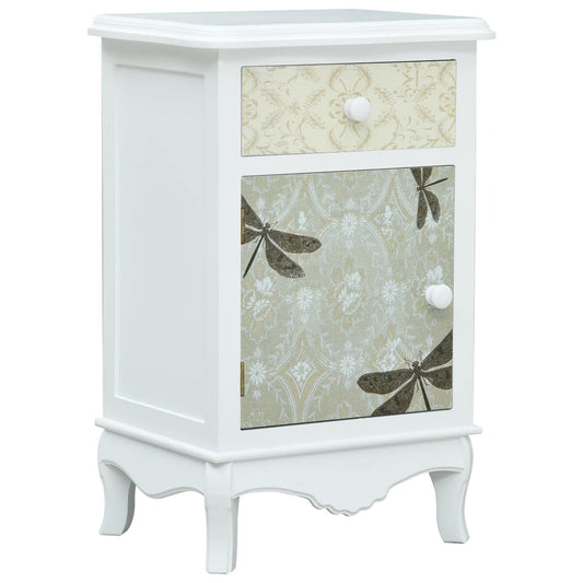 vidaXL Bedside Cabinet White and Grey 40x30x62 cm MDF