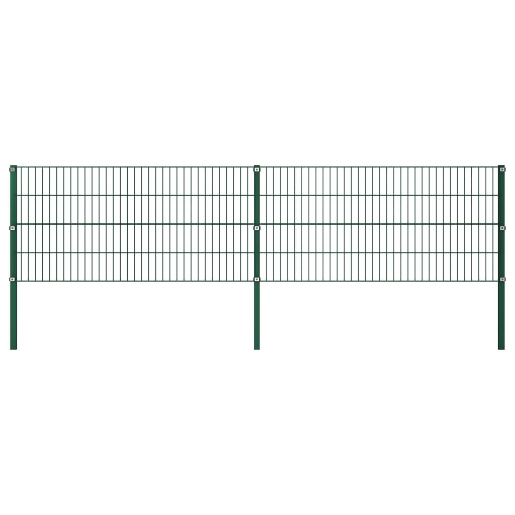 vidaXL Fence Panel with Posts Iron 3.4x0.8 m Green