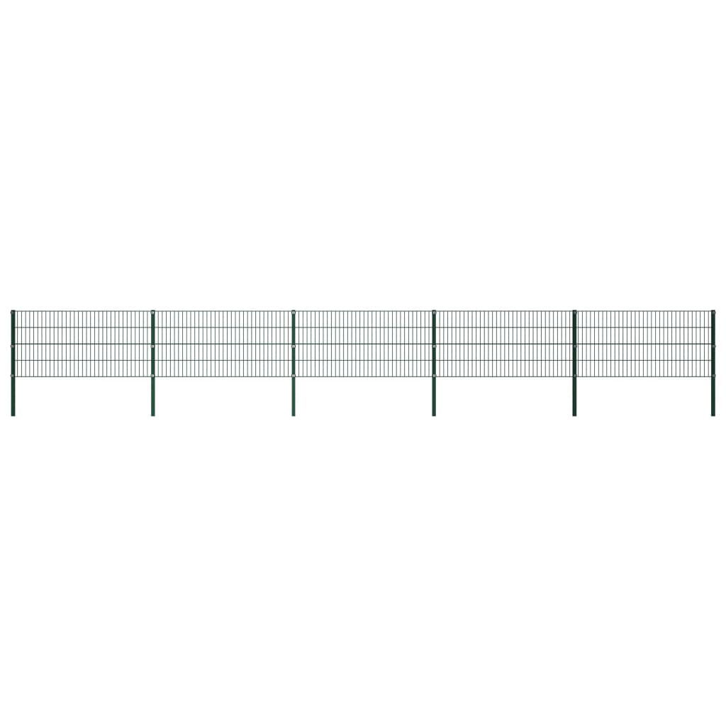 vidaXL Fence Panel with Posts Iron 8.5x0.8 m Green