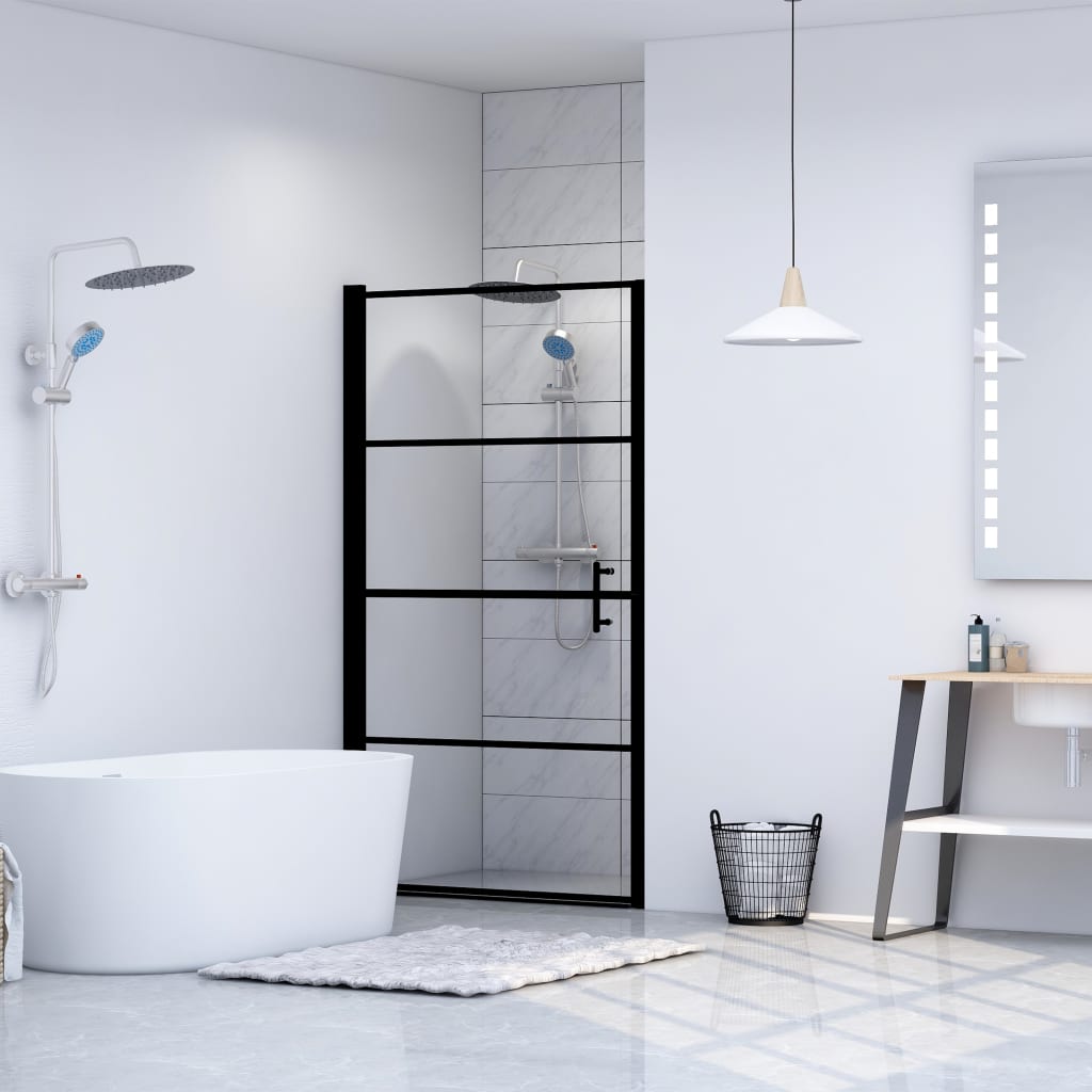 vidaXL Shower Door Tempered Glass 81x195 cm Black