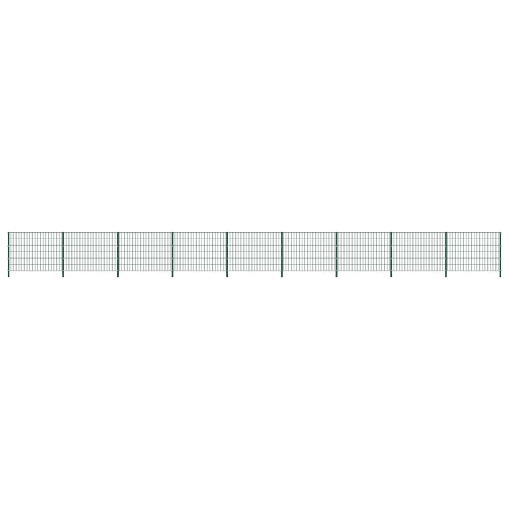 vidaXL Fence Panel with Posts Iron 15.3x1.2 m Green