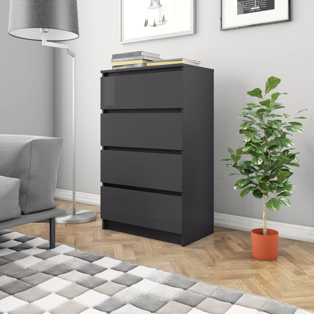 vidaXL Sideboard High Gloss Grey 60x35x98.5 cm Engineered Wood