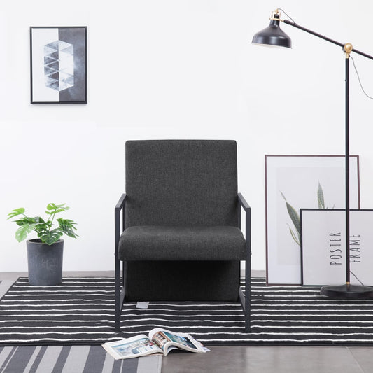 vidaXL Armchair with Chrome Feet Dark Grey Fabric