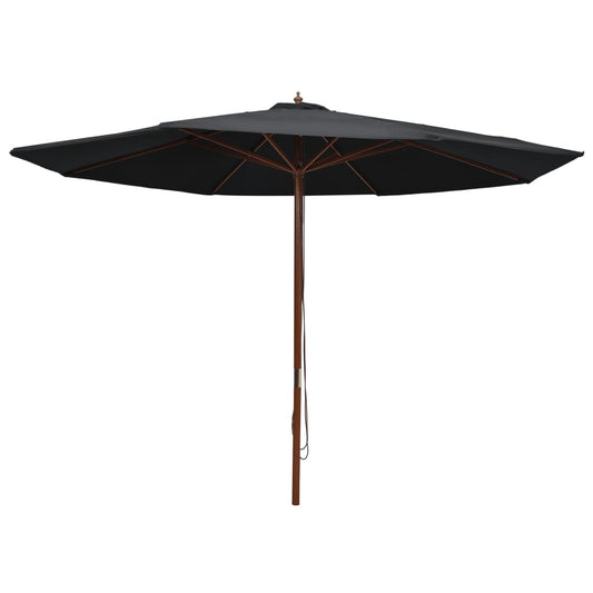 vidaXL Outdoor Parasol with Wooden Pole 350 cm Black
