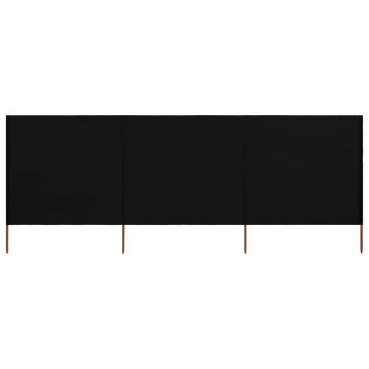 vidaXL 3-panel Wind Screen Fabric 400x80 cm Black