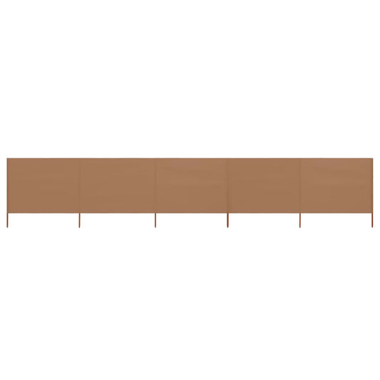 vidaXL 5-panel Wind Screen Fabric 600x120 cm Taupe