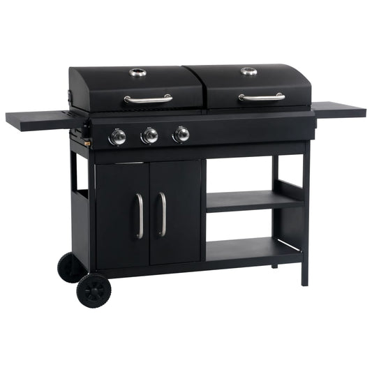 vidaXL Gas Charcoal Combo Grill with 3 Burners