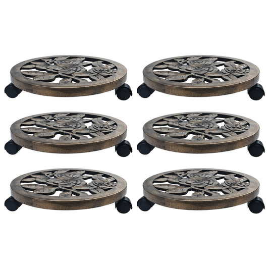 vidaXL Plant Trolleys 6 pcs Bronze 38 cm Plastic