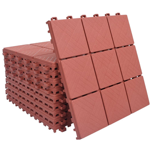 vidaXL Decking Tiles 10 pcs Red 30.5x30.5 cm Plastic