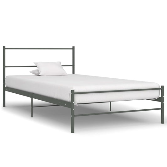 vidaXL Bed Frame Grey Metal 100x200 cm