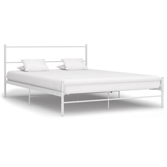 vidaXL Bed Frame White Metal 140x200 cm